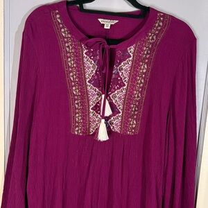 Boho Frye and co. Magenta and Embroidered Top